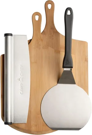 Camp Chef Pizza Accessories Kit - Includes 2 Pizza Peel, 1 Pizza Spatula & 1 Rocking Pizza Cutter - Premium Pizza Kit for Indoor or Outdoor Cooking