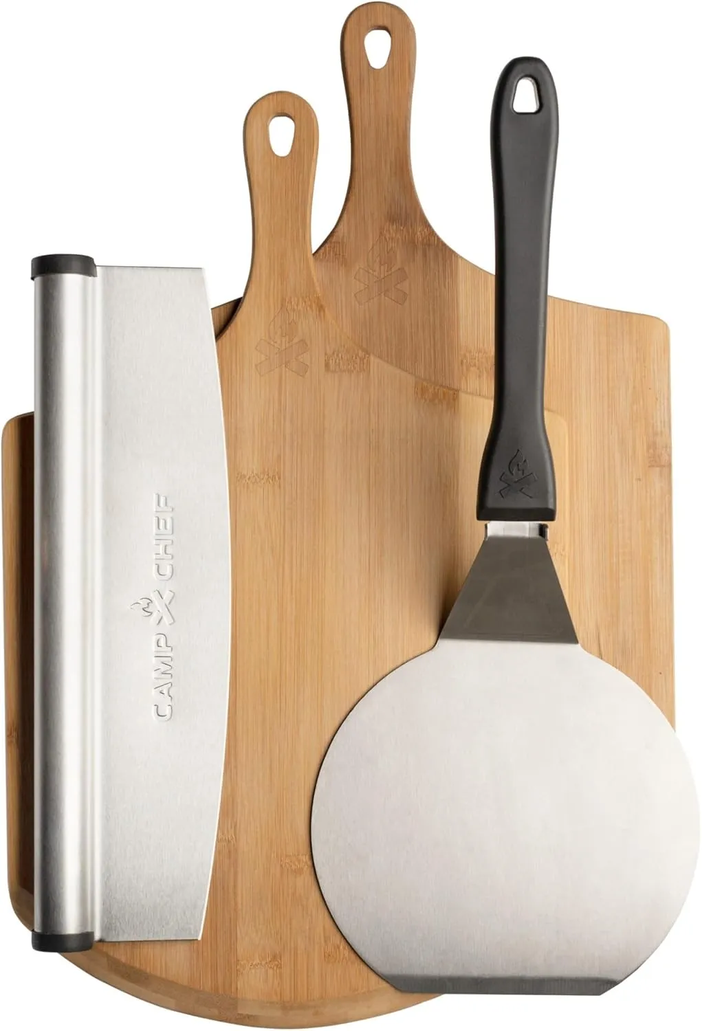 Camp Chef Pizza Accessories Kit - Includes 2 Pizza Peel, 1 Pizza Spatula & 1 Rocking Pizza Cutter - Premium Pizza Kit for Indoor or Outdoor Cooking