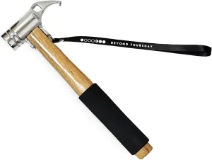 Camping Hammer for Tent Camping- High-Quality Steel & Solid Wood Handle with Cushion Grip - Tent Stake Hammer and Puller with Safety Strap, Heavy Duty Camping Mallet for Tent Stakes (Cast Steel)