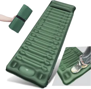 Camping Sleeping Mattress, 14 cm Thick Self-Inflating Outdoor Sleeping Pad with Foot Pump, Waterproof and Durable Air Mattress for Hiking, Backpacking