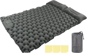 Camping Sleeping Pad Gray Nylon Ergonomic Support Foot Press Inflating Mat Suitable for Outdoor Use