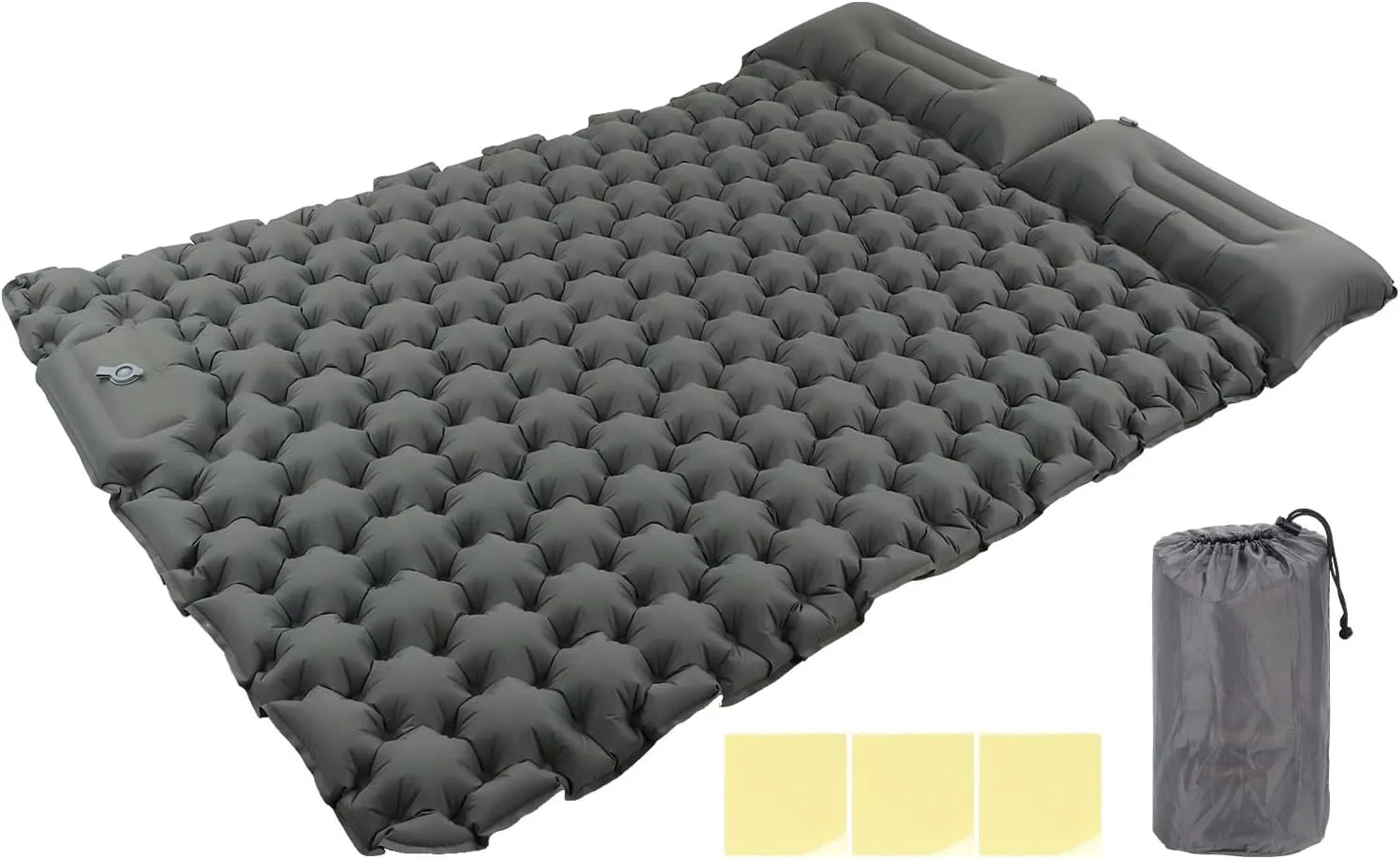 Camping Sleeping Pad Gray Nylon Ergonomic Support Foot Press Inflating Mat Suitable for Outdoor Use