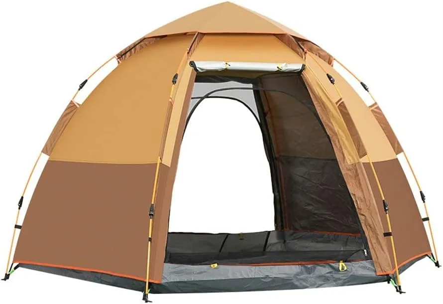 Camping Tent 3-4 Person Instant Tent Portable Cabin Tent with Rainfly for Family Camping Traveling Hiking Picnicing Easy Set Up (Orange)