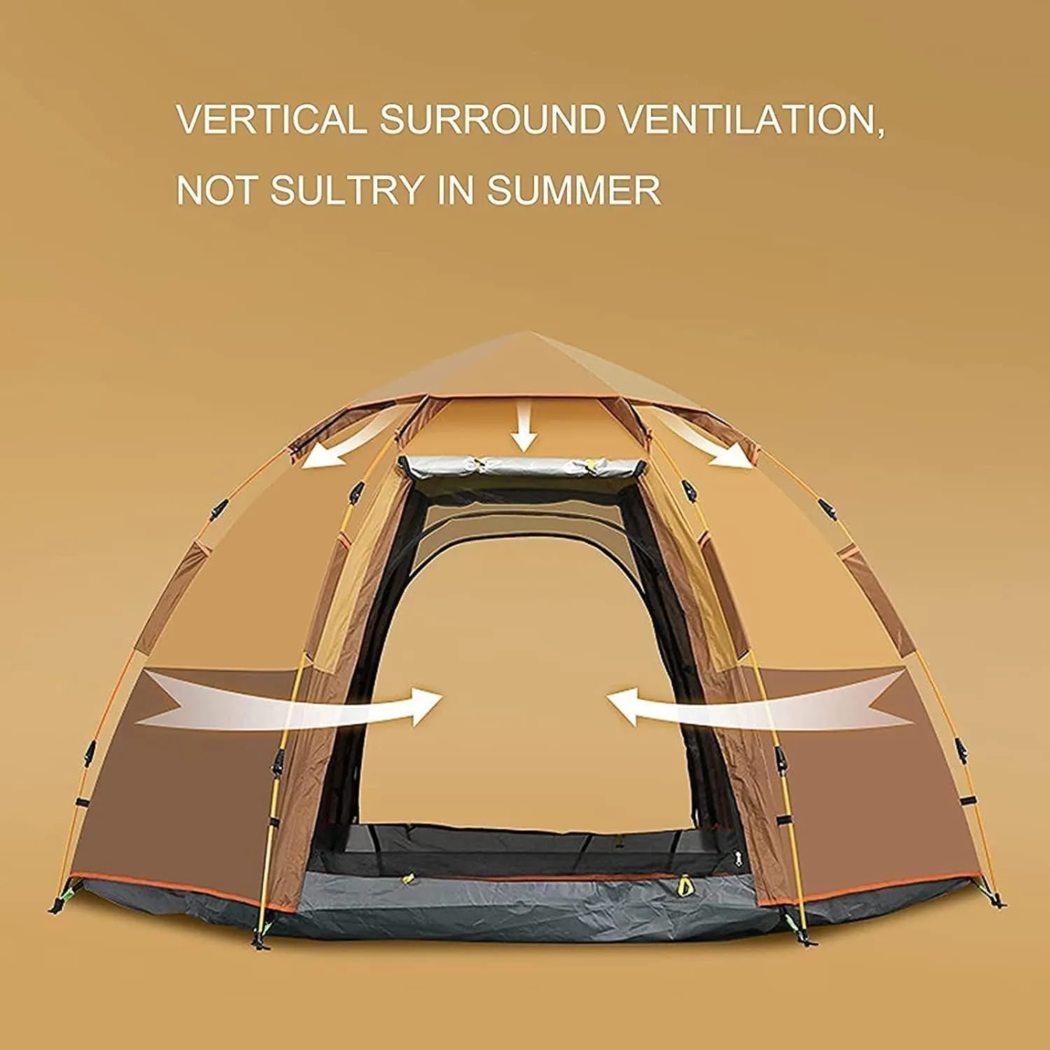 Camping Tent 3-4 Person Instant Tent Portable Cabin Tent with Rainfly for Family Camping Traveling Hiking Picnicing Easy Set Up (Orange)