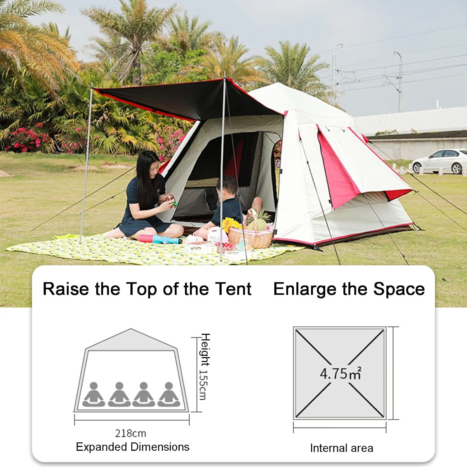 Camping Tent | 6 Person Cabin Tent with Instant Setup, Pop Up Tent, Outdoor Camping Canvas Tent Family Camping Use, Easy to Assemble,Tents