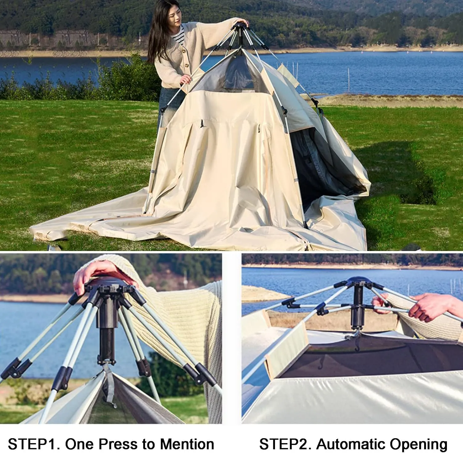 Camping Tent | 6 Person Cabin Tent with Instant Setup, Pop Up Tent, Outdoor Camping Canvas Tent Family Camping Use, Easy to Assemble,Tents