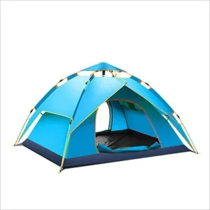 Camping Tent for 3-4 People, Windproof Waterproof Family Tent with Mesh Windows, Instant Setup, for Hiking, Backpacking & Outdoor Activities - Blue