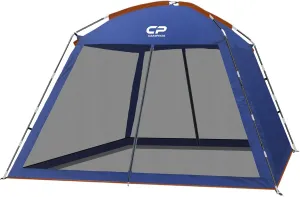 CAMPROS CP Screen House Room with 1 Side Wind/Sun Panel Canopy Tent Camping Tent Screen Shelter Gazebos for Patios Outdoor Camping Activities, 10'X10'X86in(H) - Blue