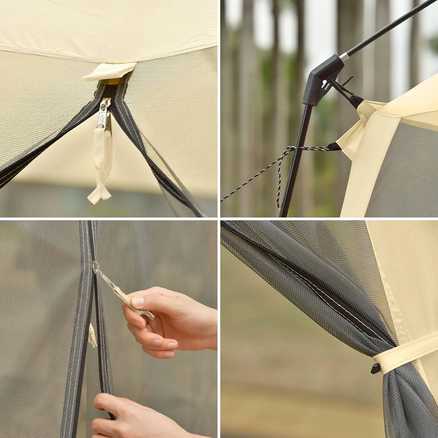 CAMPROS CP Screen House Room with 1 Side Wind/Sun Panel Canopy Tent Camping Tent Screen Shelter Gazebos for Patios Outdoor Camping Activities, 12'X12'X92in(H) - Beige