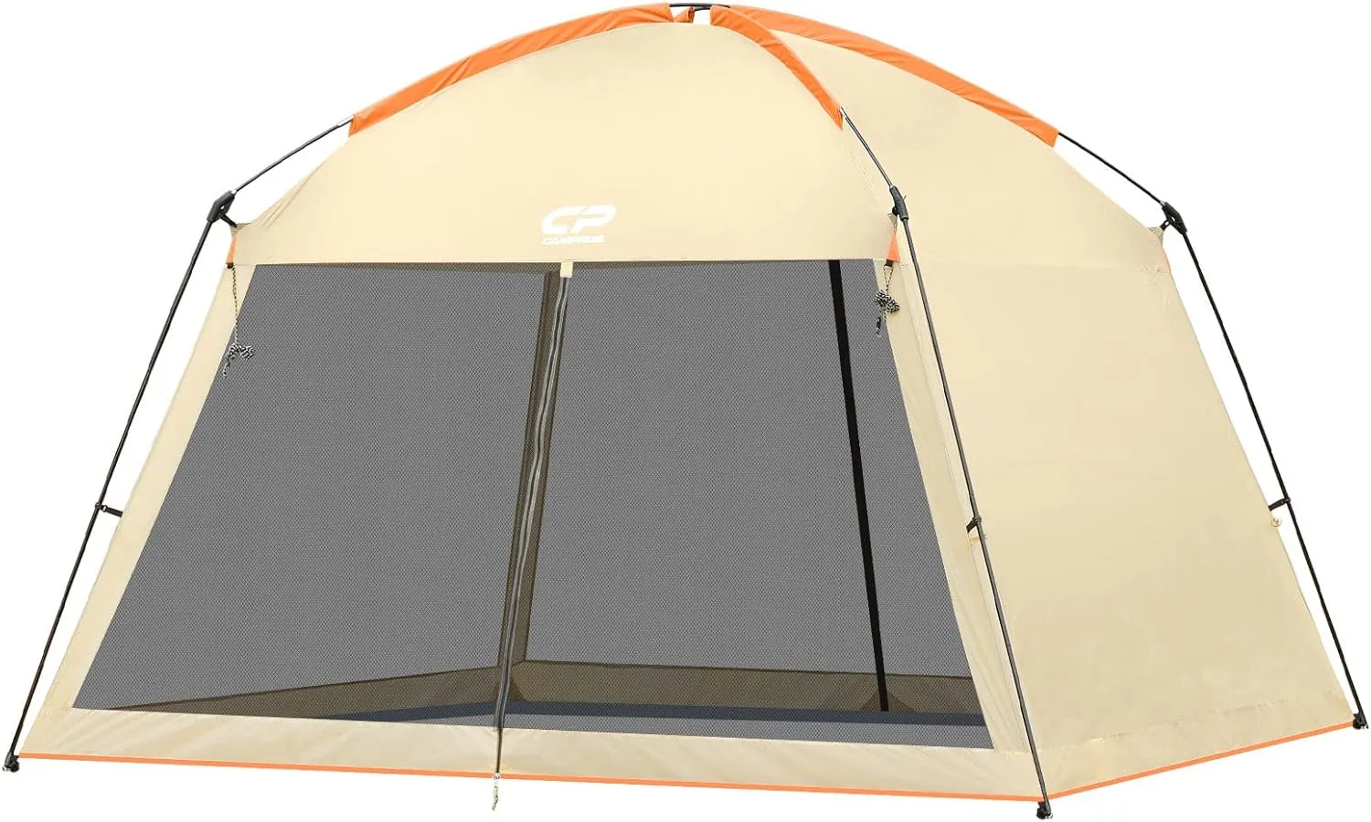CAMPROS CP Screen House Room with 1 Side Wind/Sun Panel Canopy Tent Camping Tent Screen Shelter Gazebos for Patios Outdoor Camping Activities, 12'X12'X92in(H) - Beige