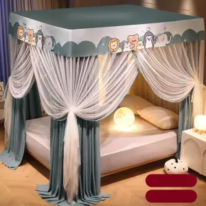 Canopy Bed Frame King Size Metal Bed Post Poles, Mosquito Net Bracket 4 Corners Bed Post Fit for Four-Corner Bed and Curtains,B,Twin