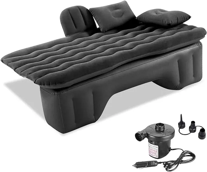 Car Air Mattress Back Seat for Ford F-150 F-250 F-350,Double Side Flocking Car Bed Portable Air Mattress Car Sleeping Mattress Car Accessories Cars Camping Bed,Black