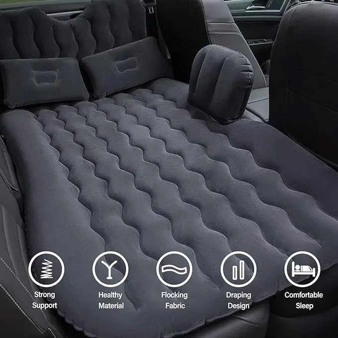 Car Air Mattress Back Seat for Jeep Gladiator,Double Side Flocking Car Bed Portable Air Mattress Car Sleeping Mattress Car Accessories Cars Camping Bed,Black