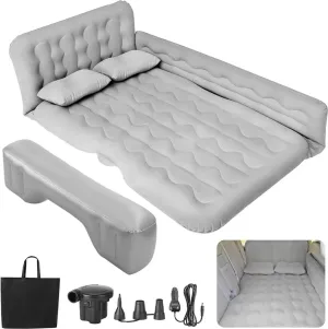 Car Air Mattress Back Seat Inflatable Bed - Inflatable Thickened Double SUV Air Mattress with Air Pump Portable Foldable Car Air Bed Mattress for Home Car Travel Camping(Gery)