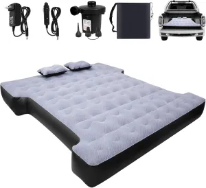 Car Air Mattress, Camping Pickup Truck Air Mattress, 5.5-5.8FT Pickup Truck with Electric Pump and Two Pillows - Flocking and PVC, Sleeper Bed for Home, Outdoor and Travel