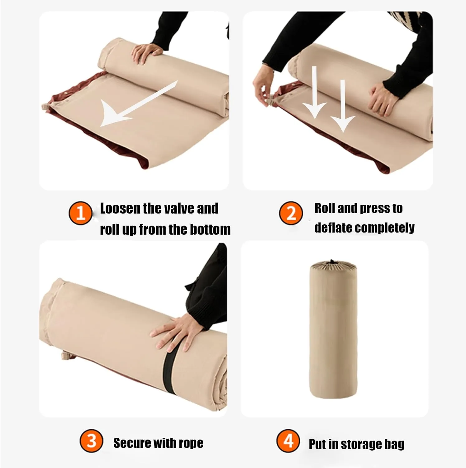 Car Air Mattress Foldable for Mercedes Benz GLC Coupé C253 C254 2016-2025, Back Seat Camping Bed Breathable Airbed Auto-Inflation Without Air Pump SUV,Beige Single