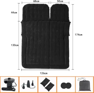 Car Air Mattress for Cadillac XTS 2013 2014 2015 2016 2017 2018, Travel Camping Thickened Portable Inflatable Bed PVC Flocking Trunk Sleeping Mats,Grey