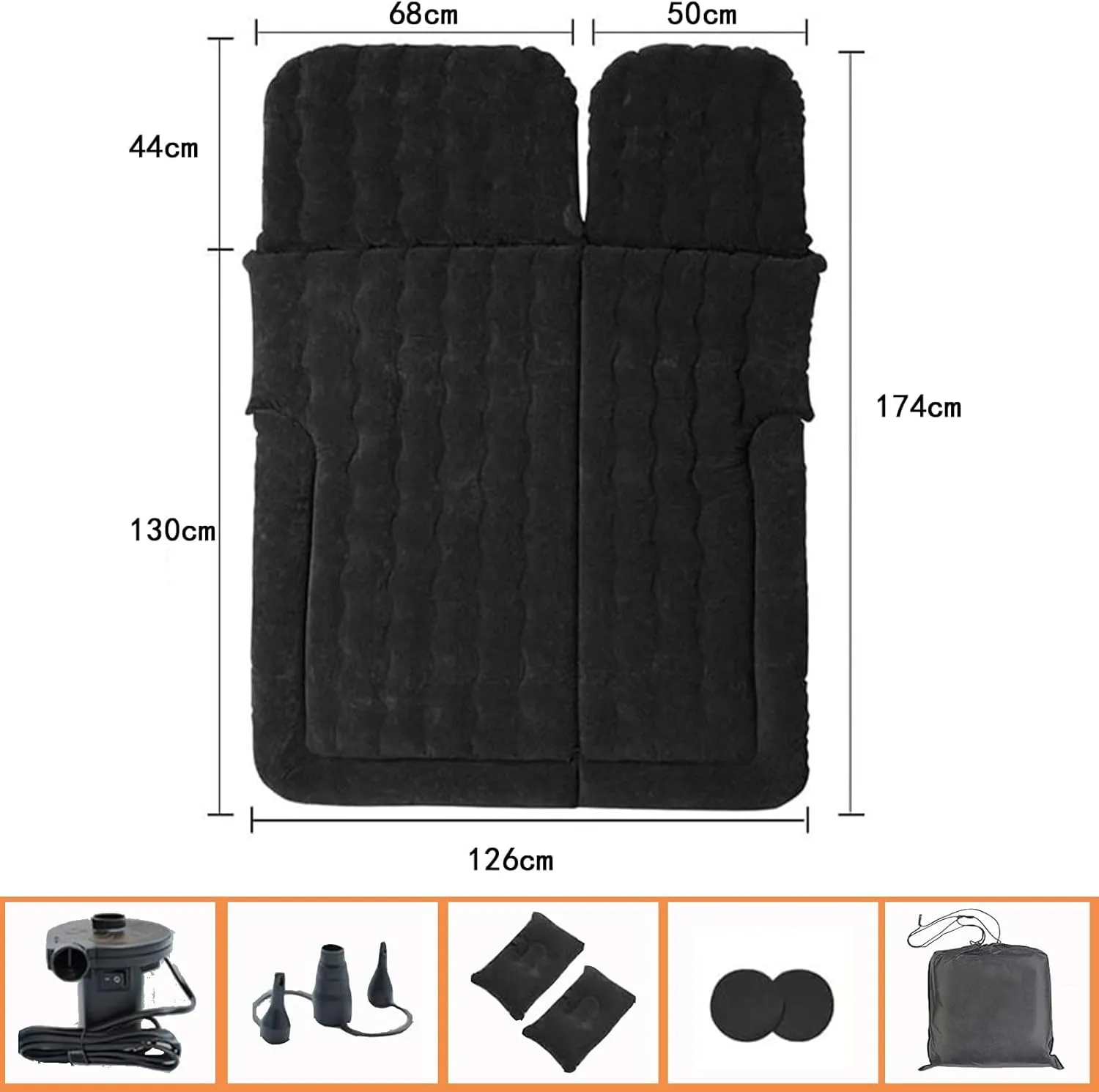 Car Air Mattress for Cadillac XTS 2013 2014 2015 2016 2017 2018, Travel Camping Thickened Portable Inflatable Bed PVC Flocking Trunk Sleeping Mats,Grey
