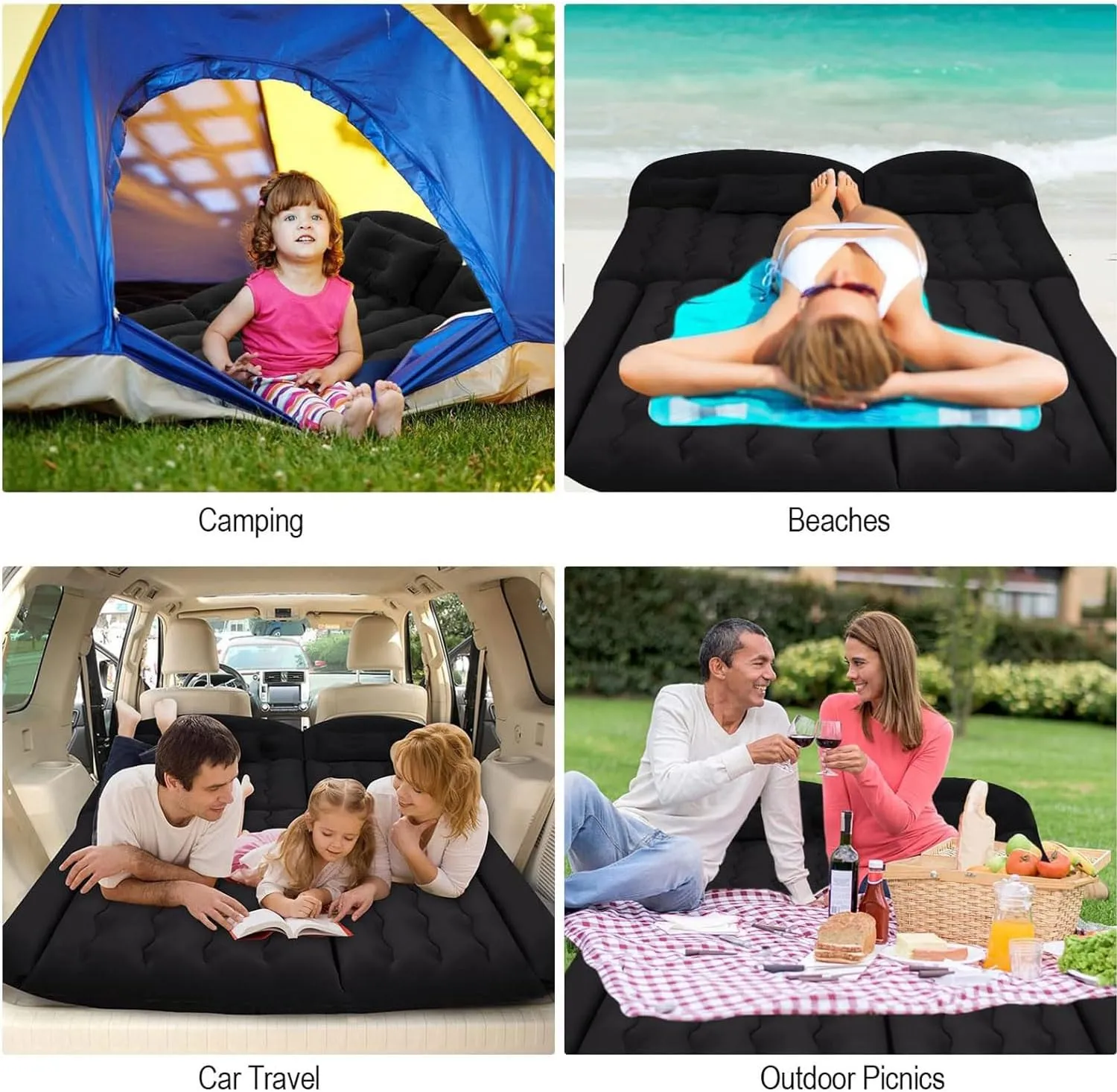Car Air Mattress for Chrysler Pacifica Minivan 2016-2024, Portable Foldable Inflatable Bed with Pillow, Black