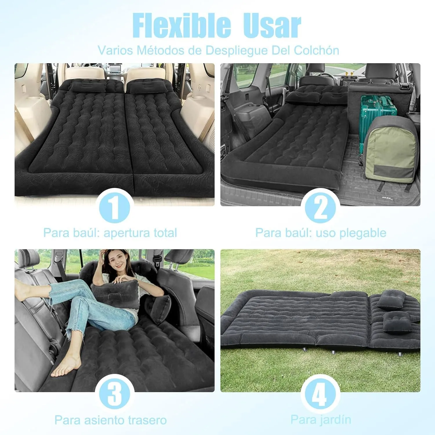 Car Air Mattress for Chrysler Pacifica Minivan 2016-2024, Portable Foldable Inflatable Bed with Pillow, Black