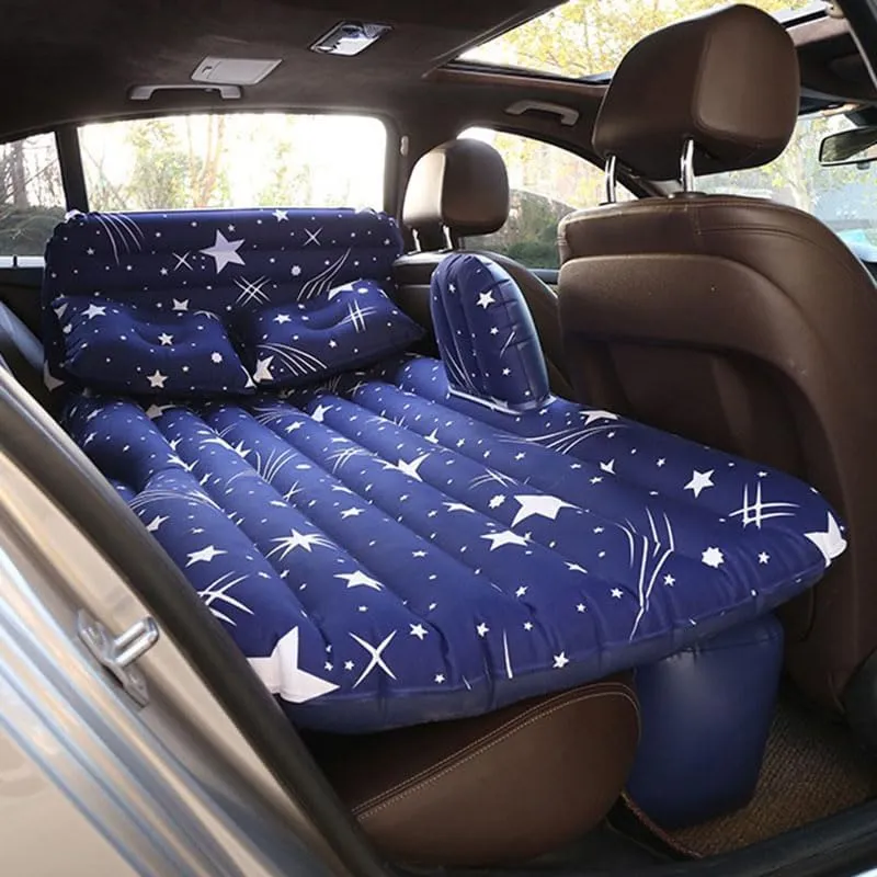 Car Air Mattress for GMC Yukon (3rd Gen) 2007–2014, Inflatable Back Seat Sleeping Pad with Pump & 2 Pillows, Folding Portable Camping Bed for Travel& Road Trips,Blue
