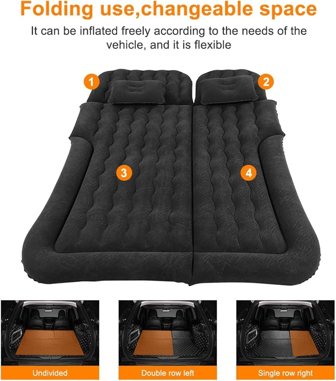 Car Air Mattress for Isuzu D-MAX 2015 2016 2017 2018 2019 2020, Travel Camping Thickened Portable Inflatable Bed PVC Flocking Trunk Sleeping Mats,Grey