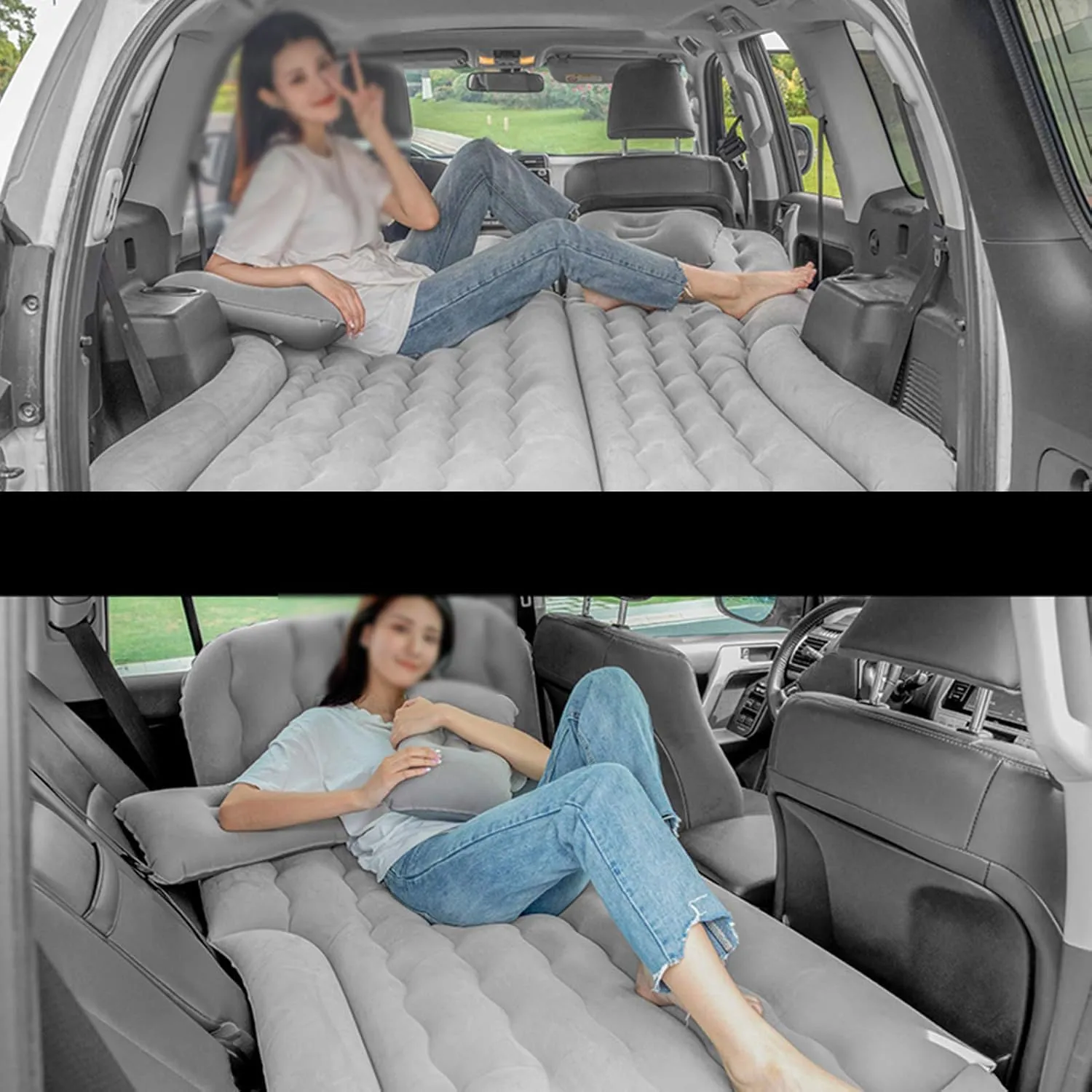 Car Air Mattress for Nissan Rogue Sport 2017-2020 2021 2022 2023 2024, Car Mattress Inflatable Bed Portable Foldable with Pillow Camping Travel Car Accessories,Grey
