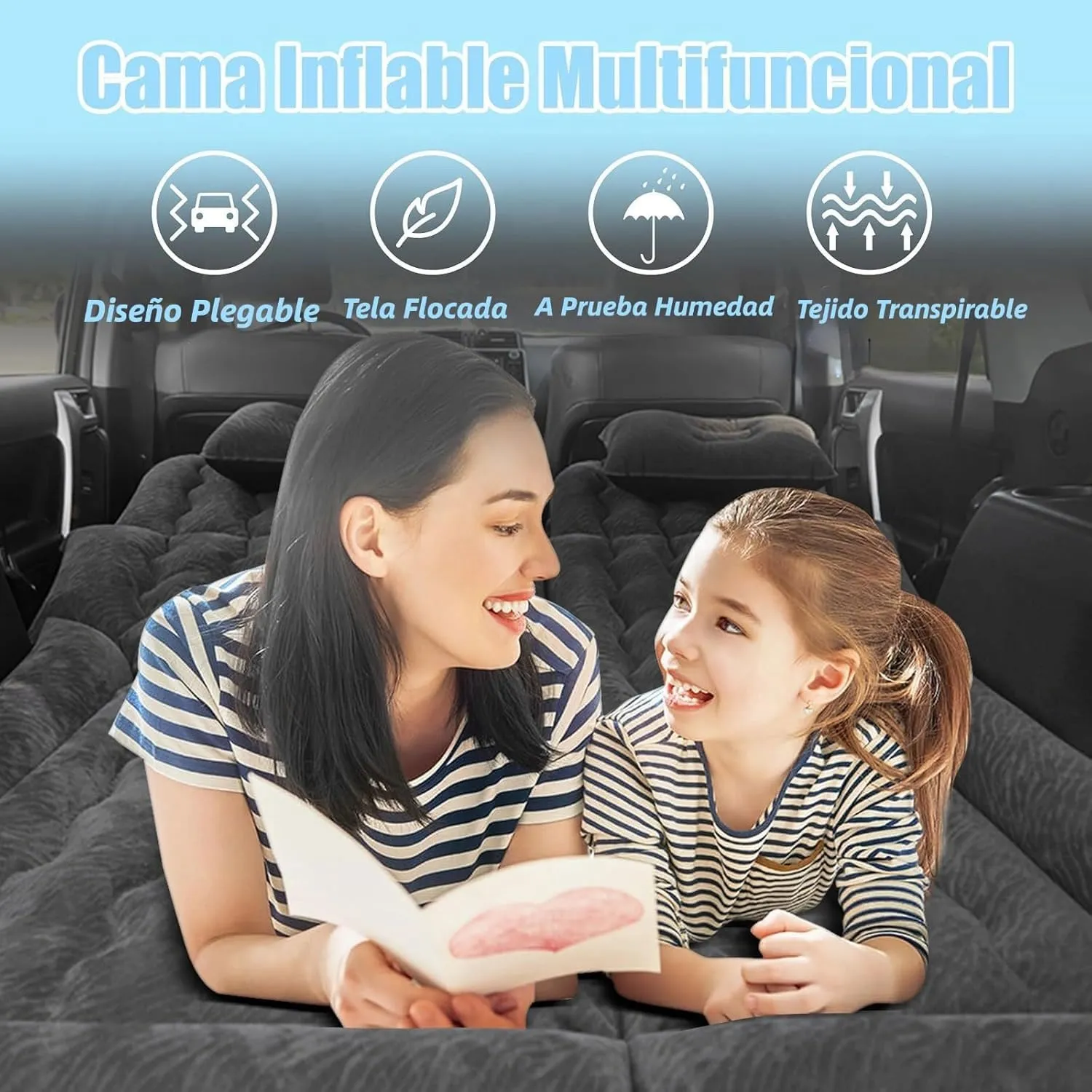 Car Air Mattress for Toyota Corolla Cross 2020 2021 2022 2023 2024 2025, Car Mattress Inflatable Bed Portable Foldable with Pillow Camping Travel Car Accessories,Black