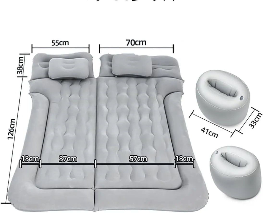 Car Air Mattress for Xpeng G9 2022-2024, Trunk Rear Seat Inflatable Thickened Flocking Travel Camping Bed, Air Pump 2 Pillows,Grey