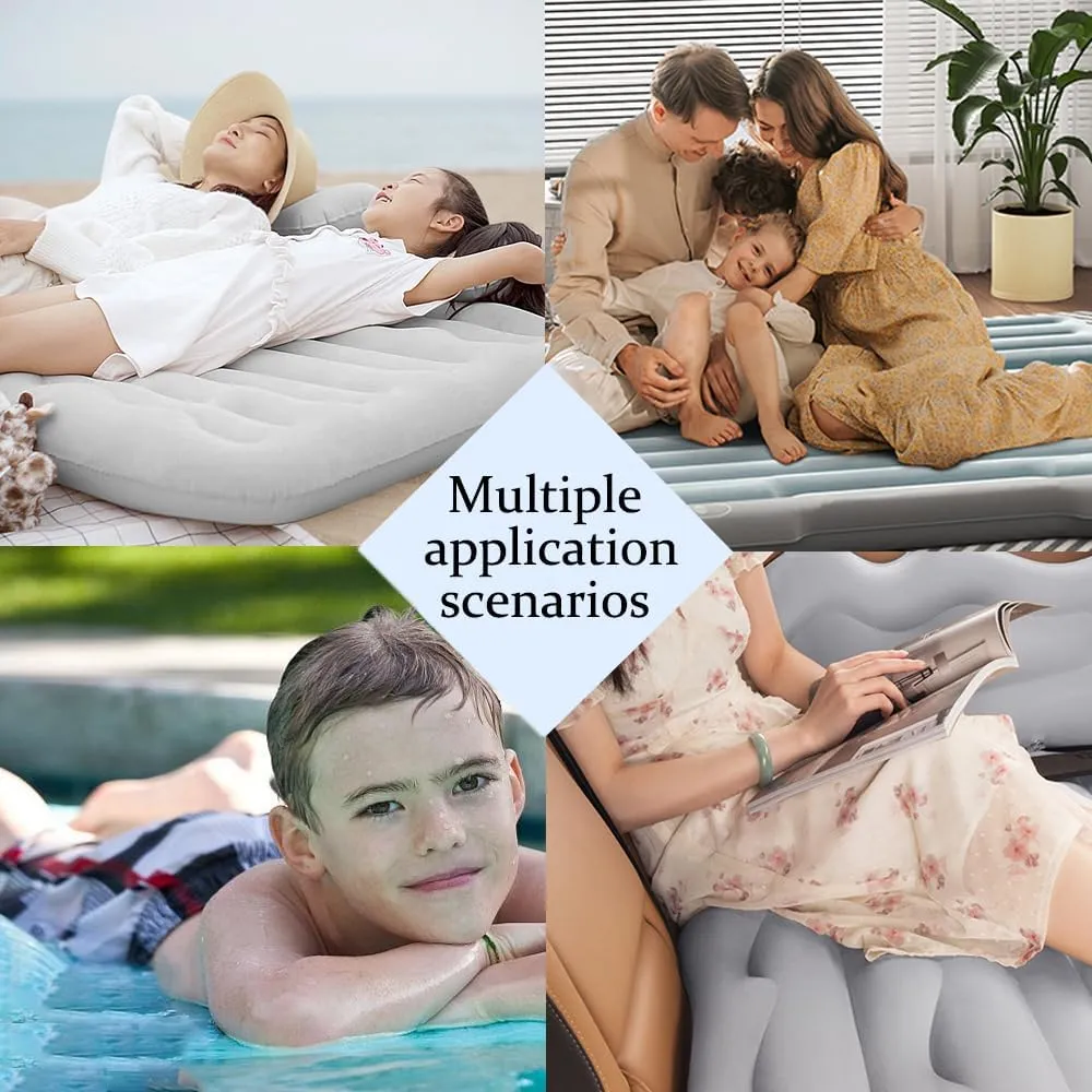 Car Air Mattress SUV Air Mattress, SUV Mattress Camping Bed with Travel Pillow Air, Foot Pier, Air Pump, Inflatable Mattress for Car, Black