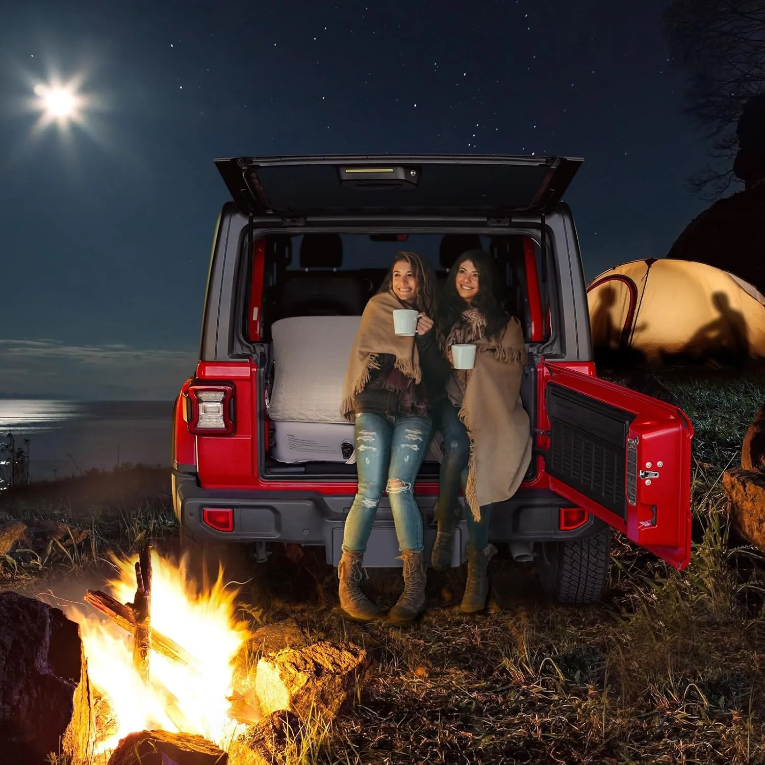 Car Air Mattress with Bed Sheet, Car Air Mattress Back Seat SUV with Built in Pump, SUV Air Mattress Car Bed Camping for Jeep JK JL JKU JLU Unlimited 4 Door, 10inch Ultra Thick