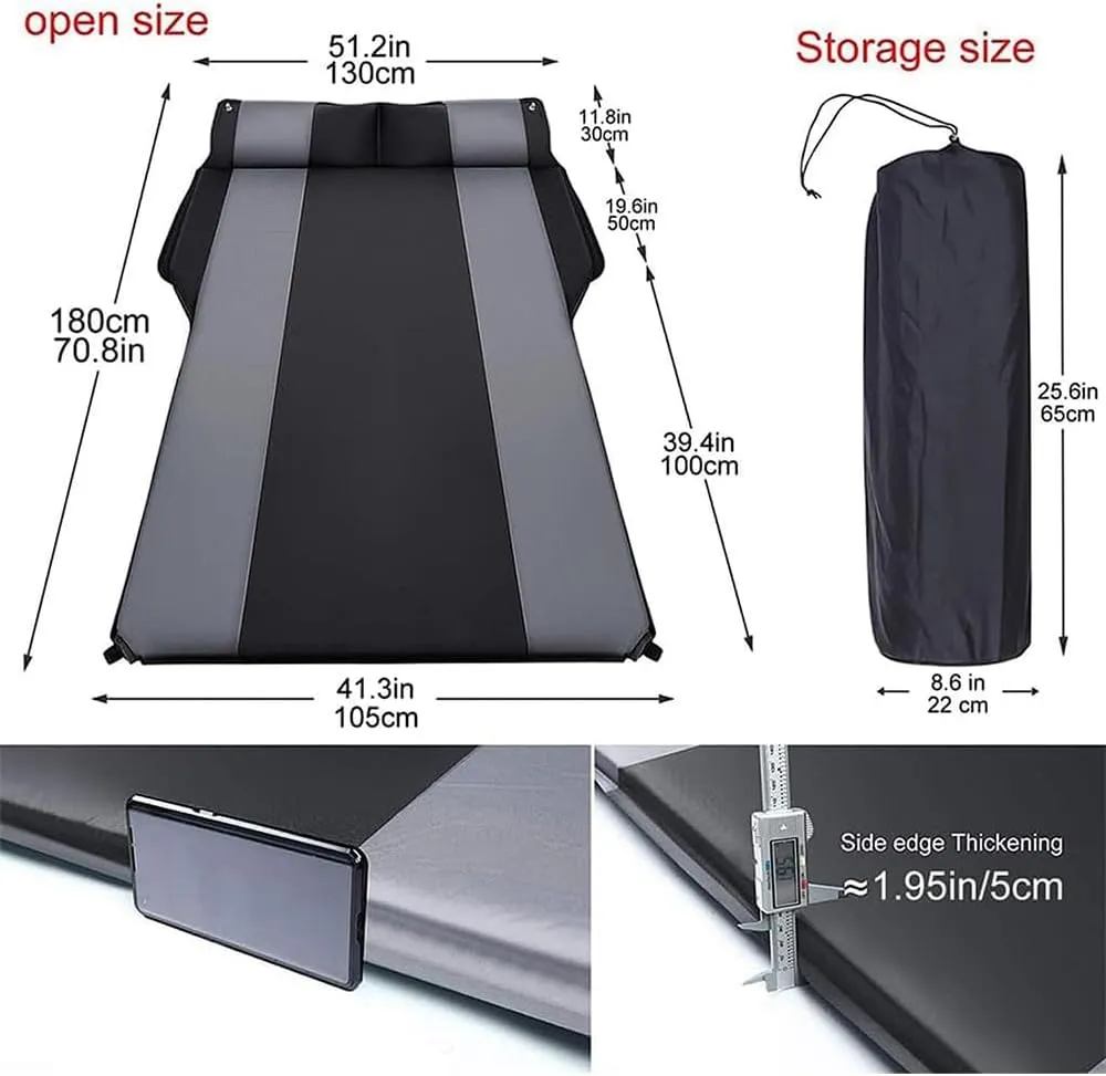 Car Inflatable Mattress for Equinox/GMC Terrain 2018 2019 2020 2021 2022 2023 2024 Self Inflating Sleeping Pad Thickened Air Bed Cushion Camping Travel Mattress Multifunctional,Black