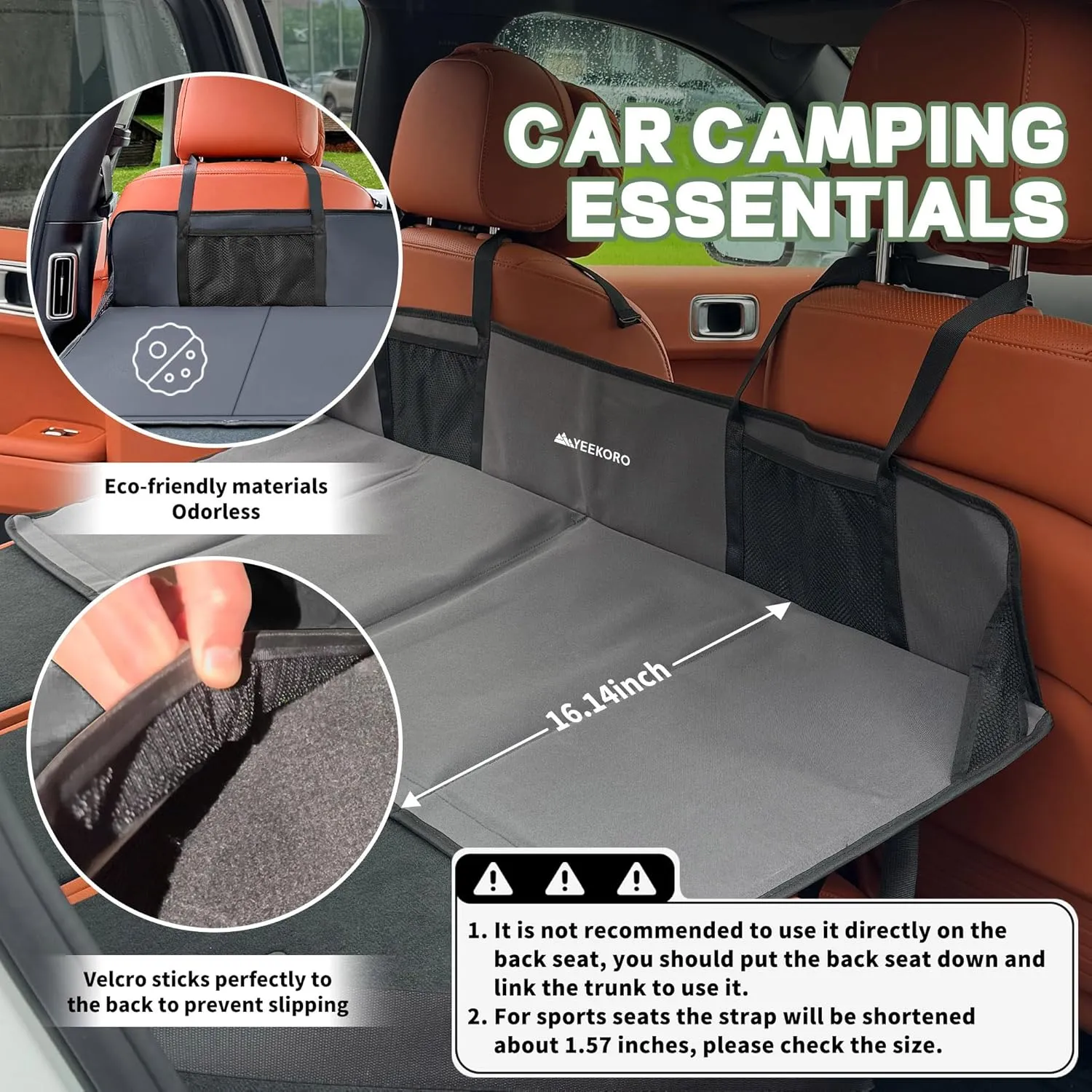 Car Rear Seat Mattress Extension Plate, Foldable Car Back Seat Extender，Portable Mattress for Sleeping, Increase Travel Trunk Space and Car Bed Camping Space for Car, SUV, Model Y/3