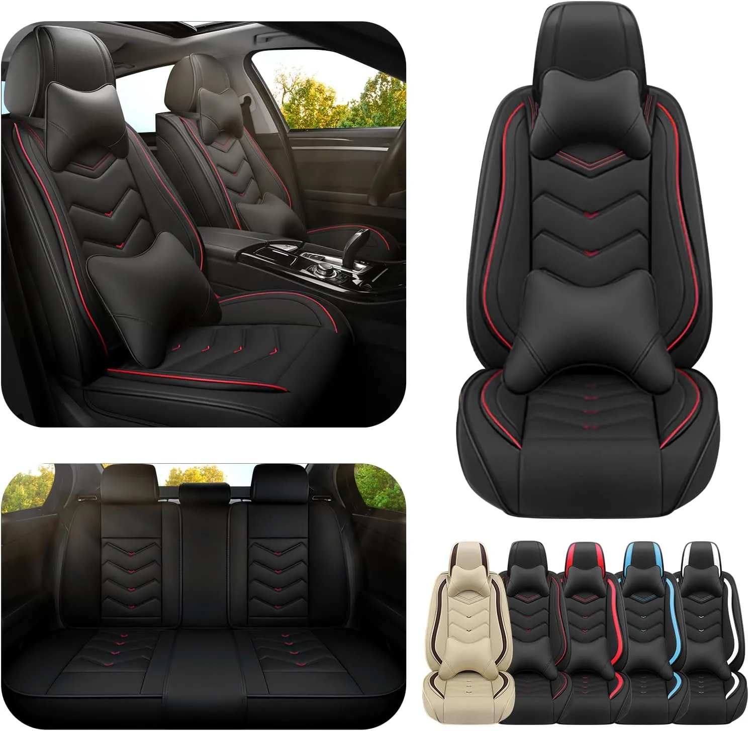 Car Seat Covers for Hyundai Genesis 2009-2016, Premium Nappa Leather Car Seat Cover, Stylish Sport Seat Covers， Automobile Seat Cover Sets.(Luxury 5 Seats/Black)