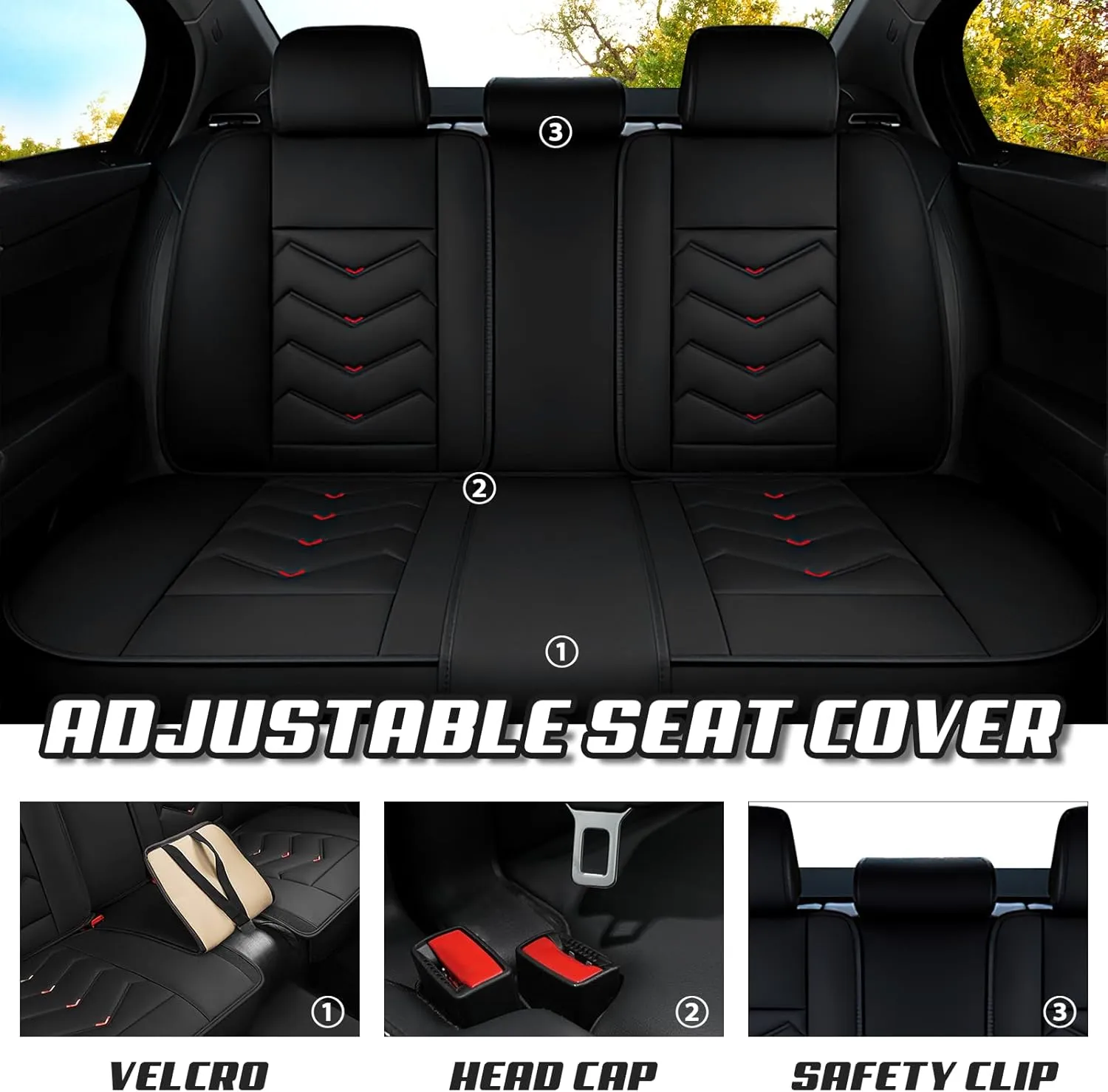 Car Seat Covers for Hyundai Genesis 2009-2016, Premium Nappa Leather Car Seat Cover, Stylish Sport Seat Covers， Automobile Seat Cover Sets.(Luxury 5 Seats/Black)