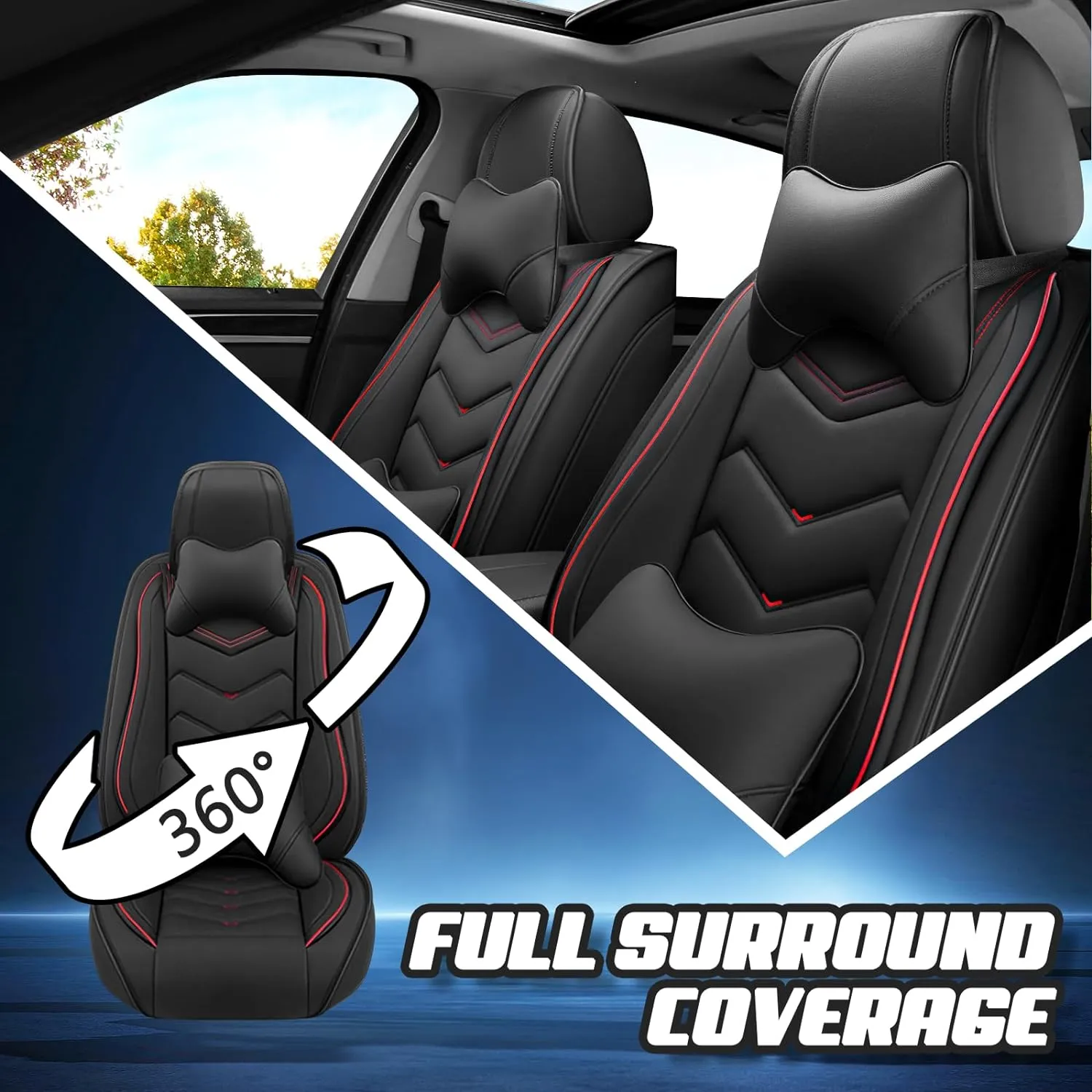 Car Seat Covers for Hyundai Genesis 2009-2016, Premium Nappa Leather Car Seat Cover, Stylish Sport Seat Covers， Automobile Seat Cover Sets.(Luxury 5 Seats/Black)