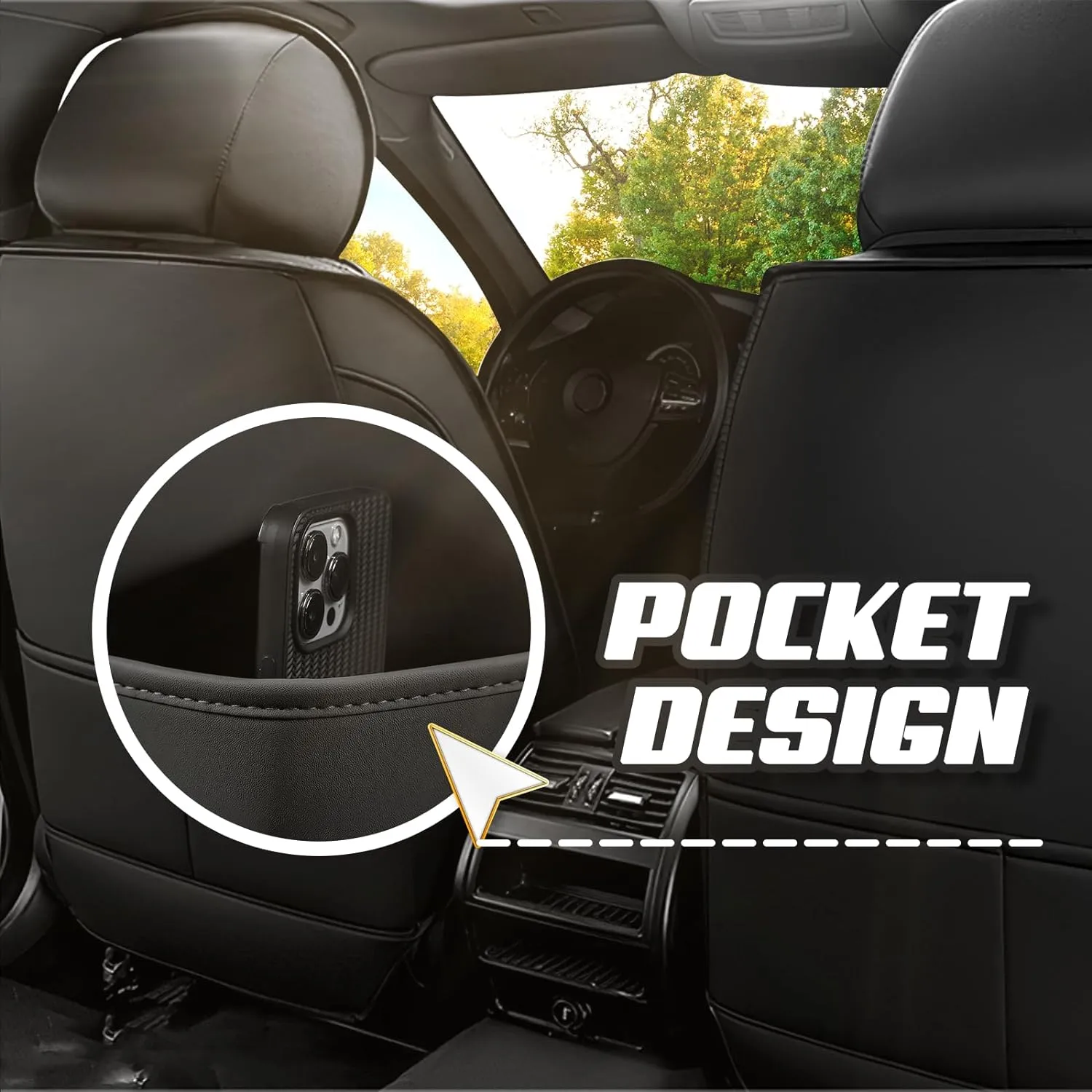 Car Seat Covers for Hyundai Genesis 2009-2016, Premium Nappa Leather Car Seat Cover, Stylish Sport Seat Covers， Automobile Seat Cover Sets.(Luxury 5 Seats/Black)