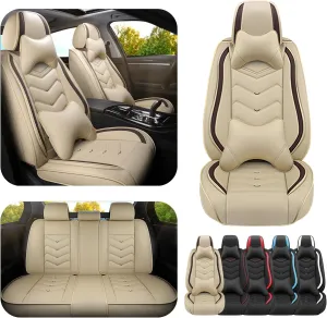 Car Seat Covers for Toyota RAV4 2000-2025, Premium Nappa Leather Car Seat Cover, Stylish Sport Seat Covers， Automobile Seat Cover Sets.(Luxury 5 Seats/Beige)