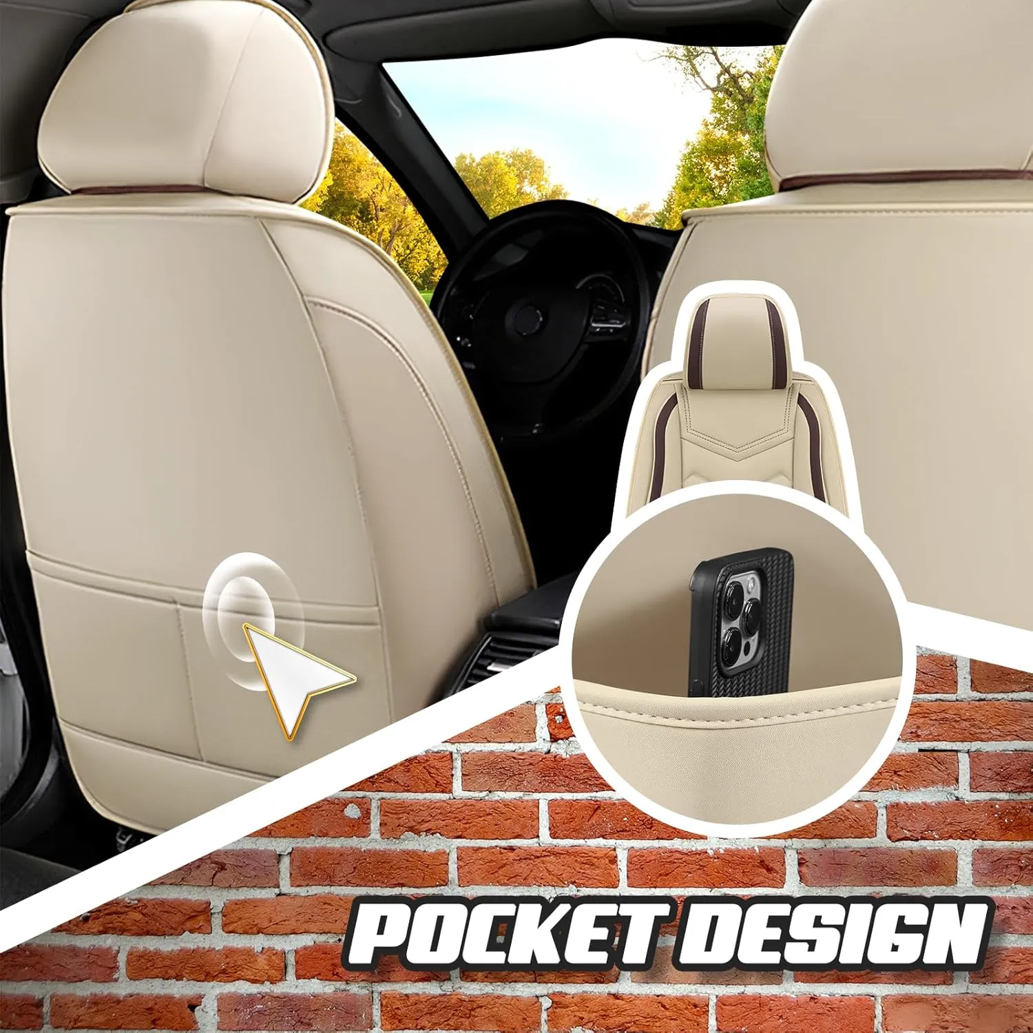 Car Seat Covers for Toyota RAV4 2000-2025, Premium Nappa Leather Car Seat Cover, Stylish Sport Seat Covers， Automobile Seat Cover Sets.(Luxury 5 Seats/Beige)