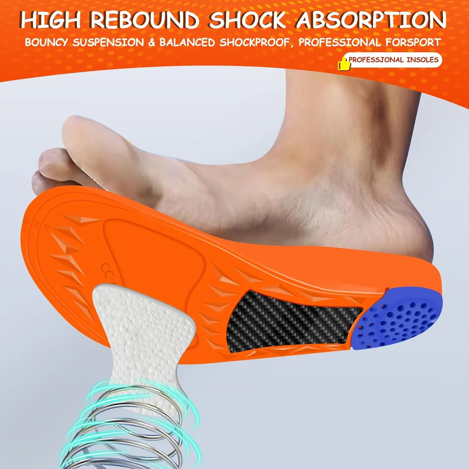 Carbon Fiber Insoles - Boost Explosive Power and Bounce, Arch Support, Shock Absorption, Injury Prevention, Alleviate Foot Pain (XL (Men's 10-11.5 / Women's 11-13.5))