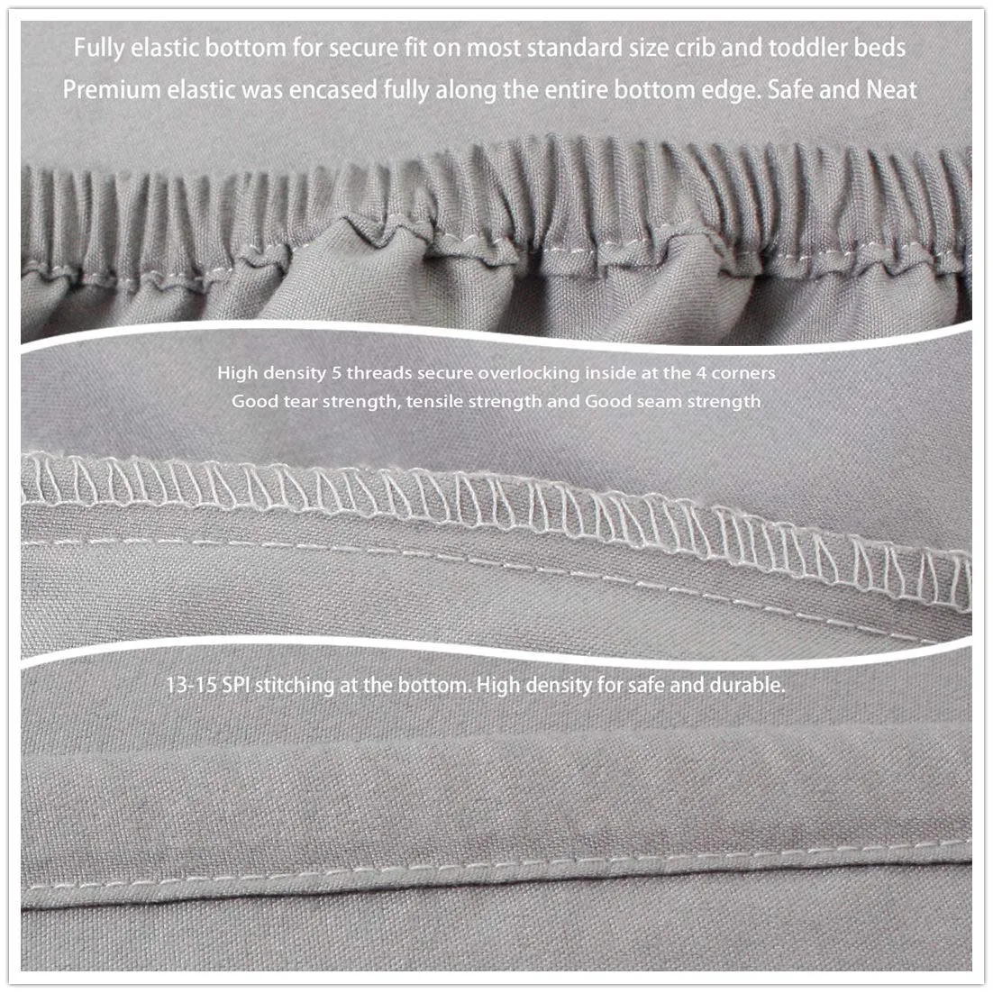 CaSaJa 3-Pack Fitted Crib Sheets Set for Baby Boys, Extra Soft Breathable 9" Deep Mattress Sheet for Standard Toddler Bed 28x52, Cozy Washable Microfiber Nursery Sheets, Navy/Charcoal Gray/Pale Grey