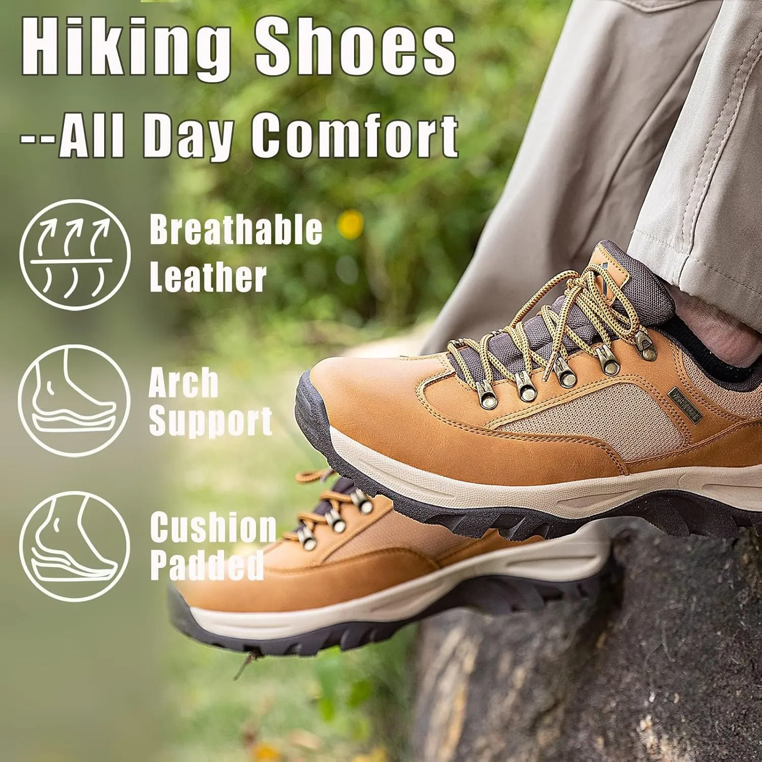 CC-Los Men's Hiking Shoes | Waterproof Work Shoes | Non-Slip & Comfortable Walking Size 7.5-14