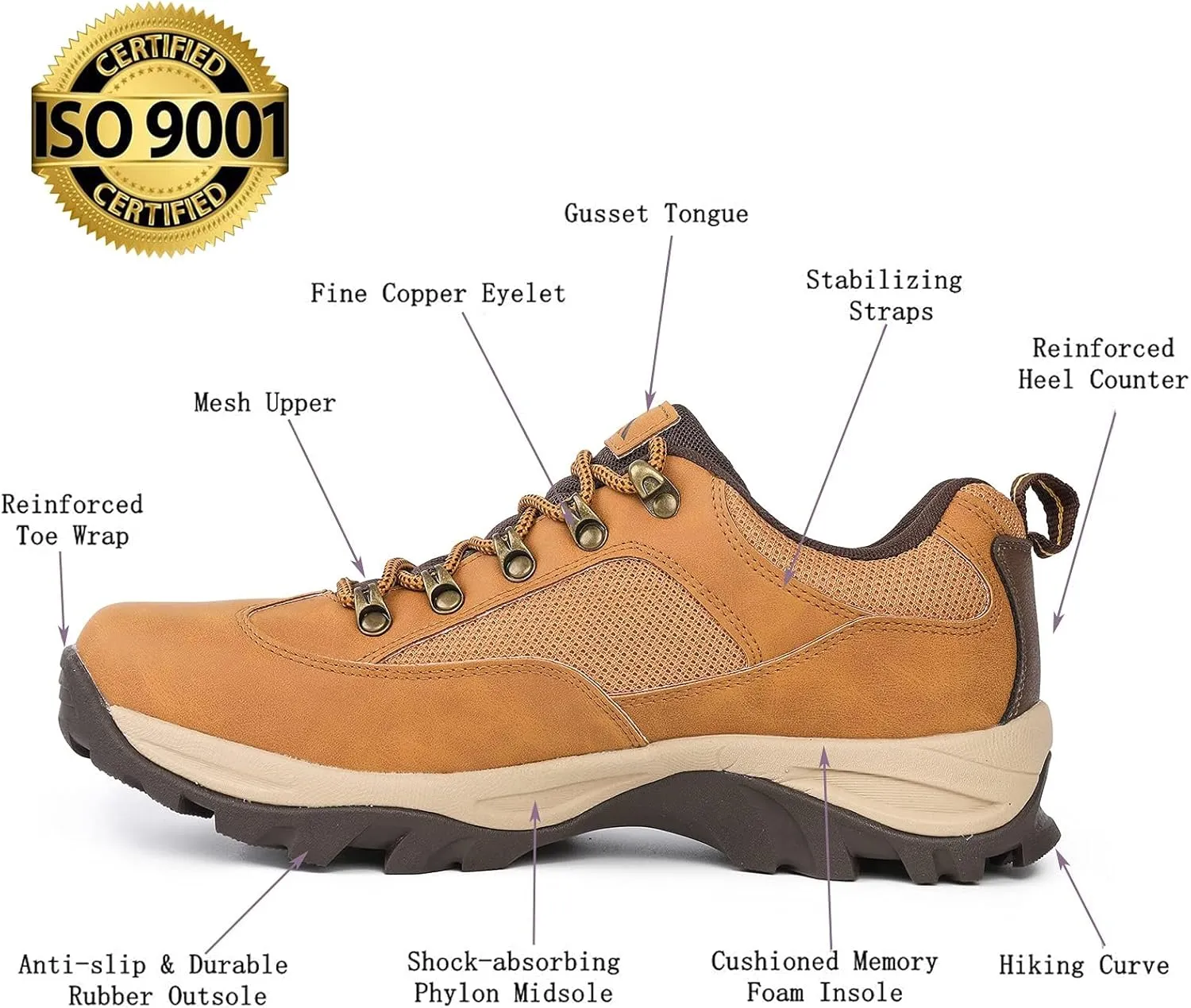 CC-Los Men's Hiking Shoes | Waterproof Work Shoes | Non-Slip & Comfortable Walking Size 7.5-14