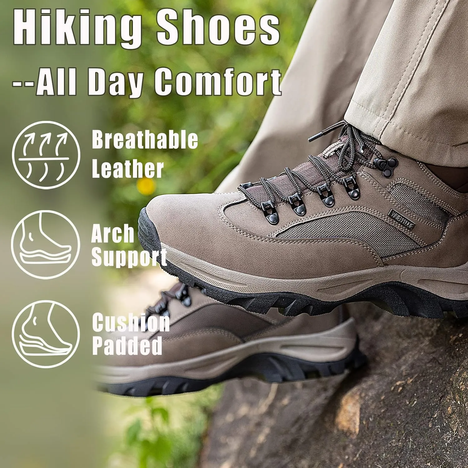 CC-Los Men's Hiking Shoes | Waterproof Work Shoes | Non-Slip & Comfortable Walking Size 7.5-14