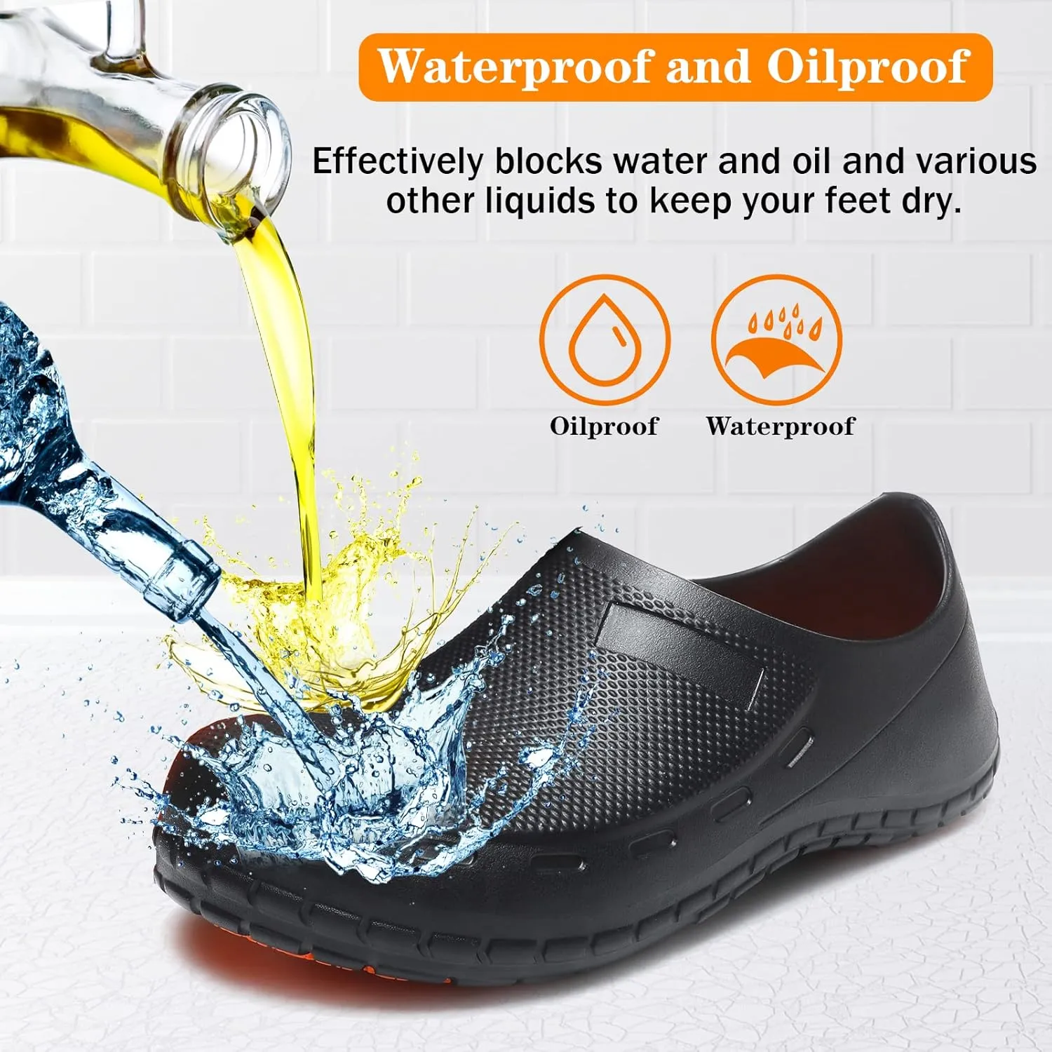 Chef Shoes for Men Nonslip Water Proof Work Shoes Mens Clogs Comfortable Nursing Nurse Shoes for Gardener Men Indoor and Outdoor for Kitchen Office Seaside-Zapatos de Cocina para Hombres