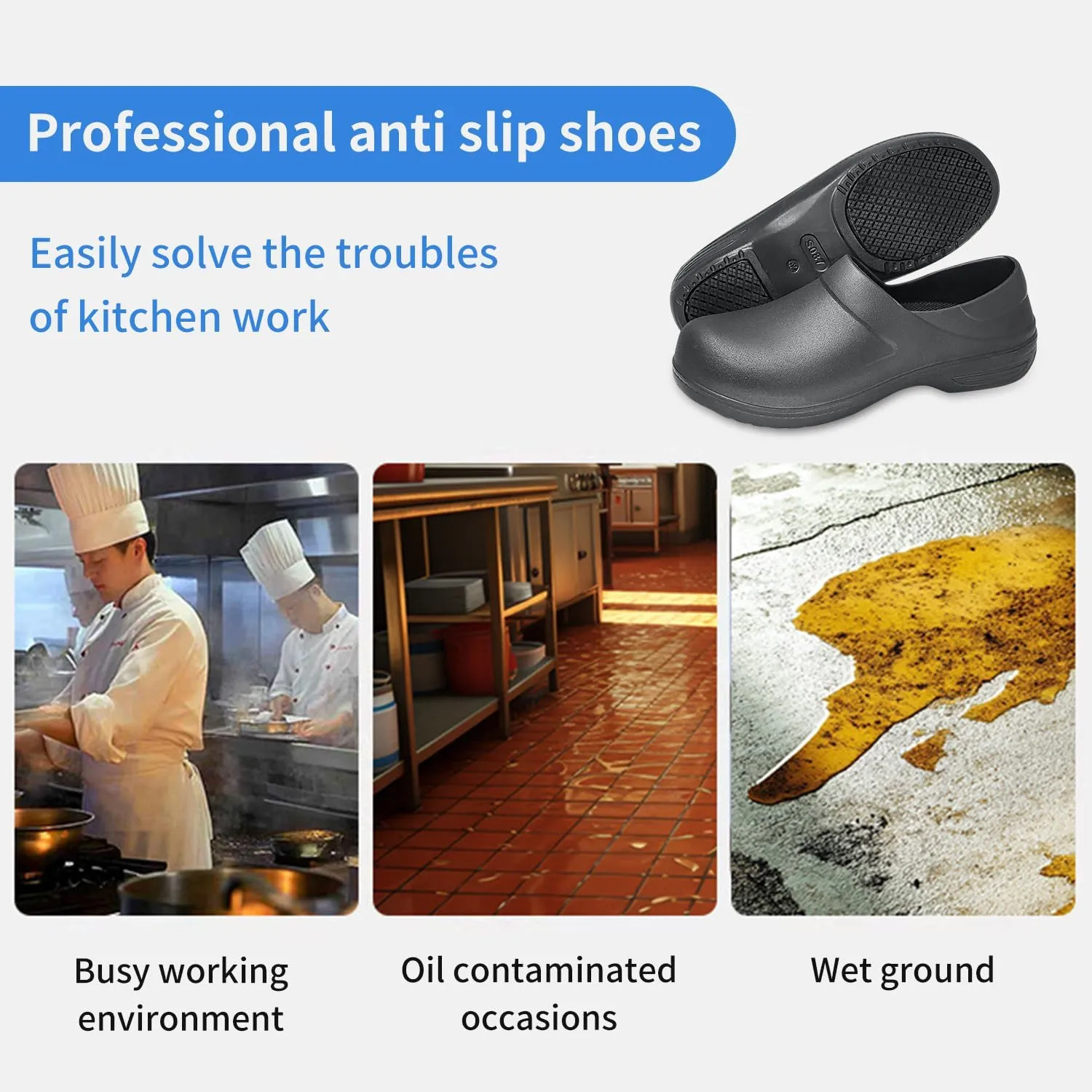 Chef Shoes for Men - Slip Resistant, Lightweight & Waterproof Zapatos de Chef for Women, Ideal Work Shoes for Kitchens