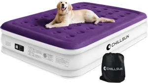 CHILLSUN Queen Air Mattress with Built in Pump, Inflatable Blow Up Mattress Luxury Double High Mattresses, 16 Inch Raised Double Airbed with Carry Bag for Camping, Guest & Home