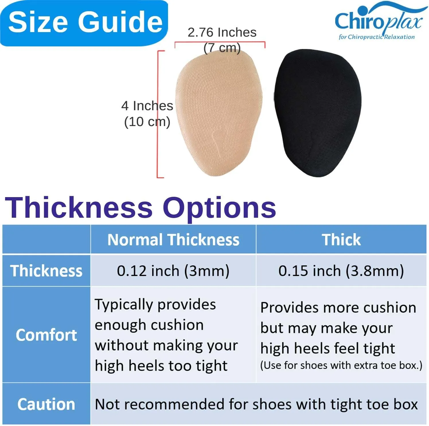 Chiroplax High Heel Cushion Inserts Pads (4 Pairs) Suede Ball of Foot Forefoot Metatarsal Anti Slip Shoe Insoles for Women