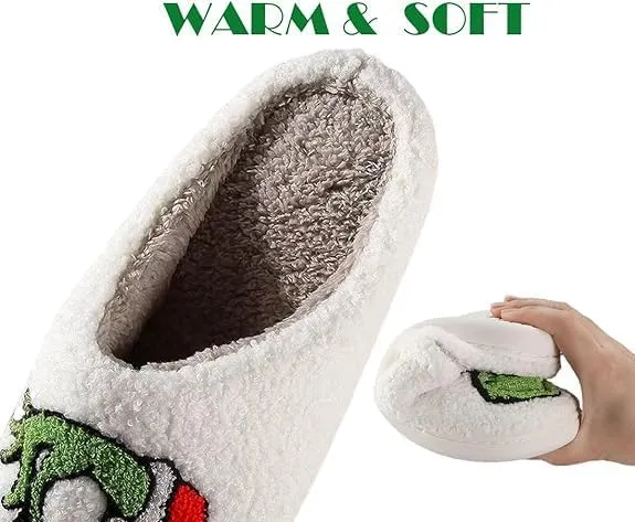 Christmas Slippers For Women Men Indoor Soft Warm Cotton Slippers House Memory Foam Slippers Cozy Fluffy Fall Winter Home Slippers