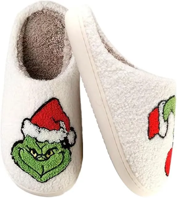 Christmas Slippers For Women Men Indoor Soft Warm Cotton Slippers House Memory Foam Slippers Cozy Fluffy Fall Winter Home Slippers
